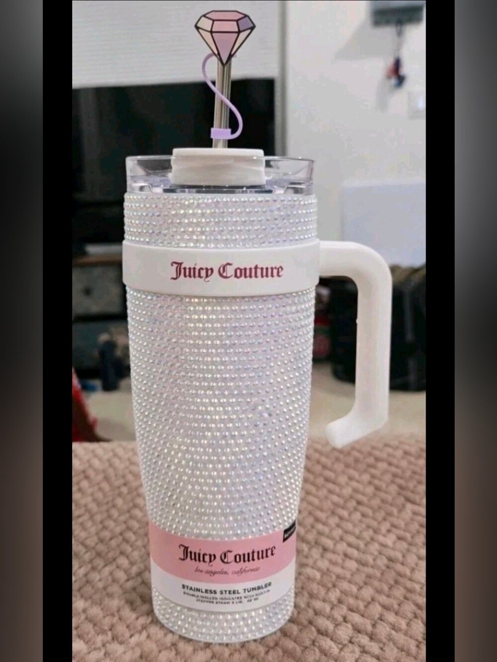Juicy Couture 40oz Bling Tumbler Discontinued Rare Rhinestone Cup Iridescent NEW